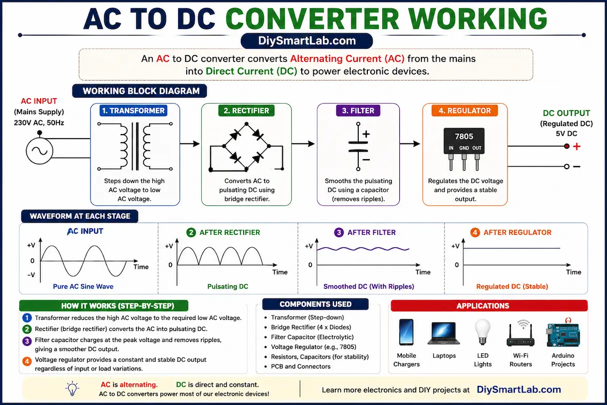 AC to DC Converter Working