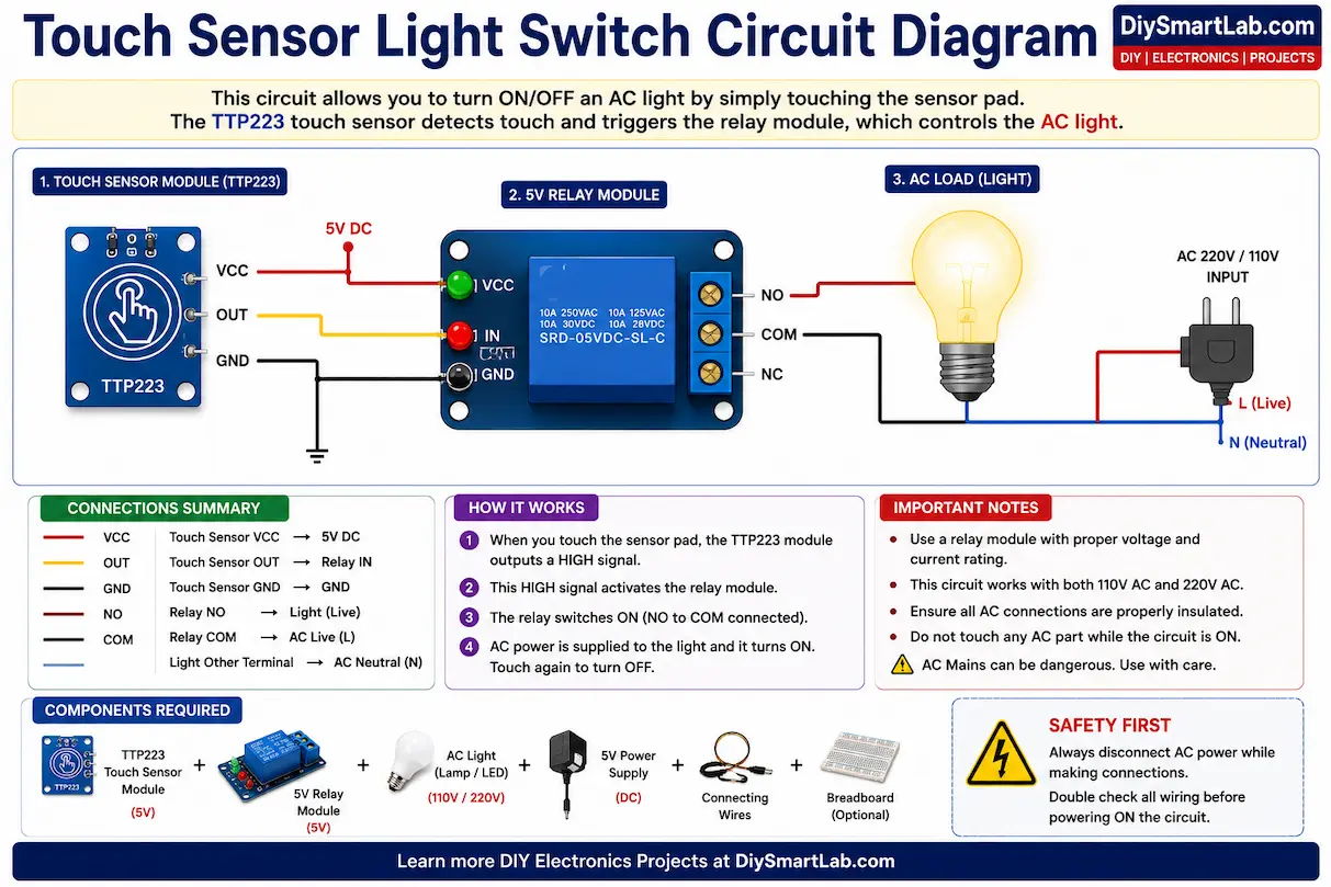 Touch Sensor Light Switch Circuit Diagram
