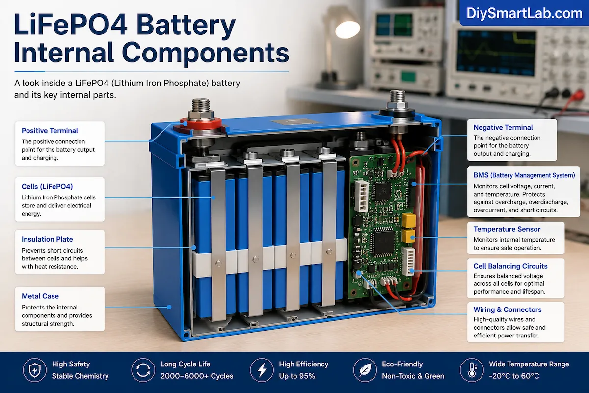 LiFePO4 battery internal components diagram