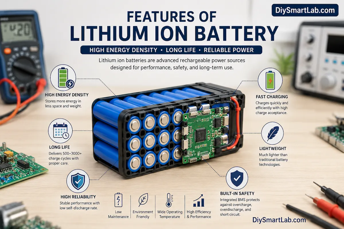 Features of lithium ion battery high energy density long life