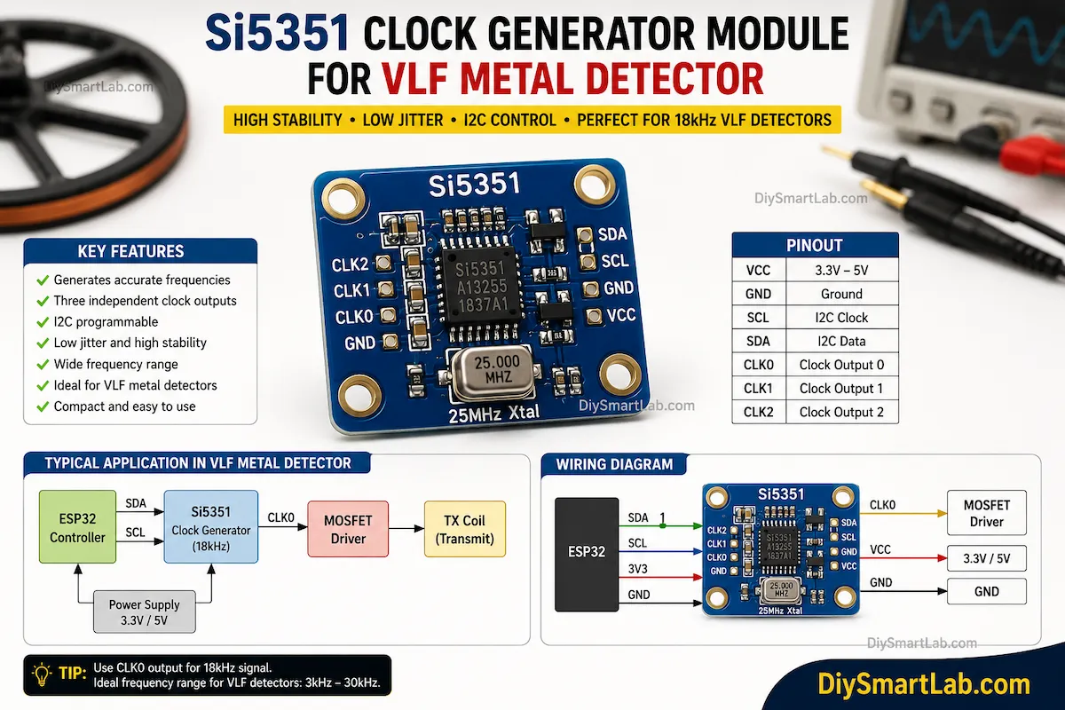 Si5351 Clock Generator Module for VLF Metal Detector